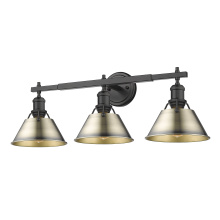 Golden 3306-BA3 BLK-AB - Yep by Golden Lighting Orwell 3-light Vanity in Matte Black and Aged Brass shade